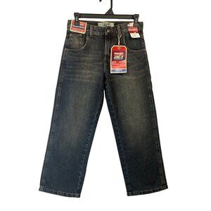 Wrangler Jeans Boys Loose Fit Dark Wash Adjustable Waistband Pants Size 10